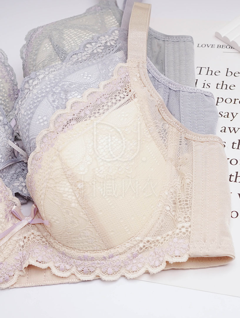 MIT小花漣漪 薄杯 吸濕排汗 軟鋼圈內衣 B-C罩杯(膚)