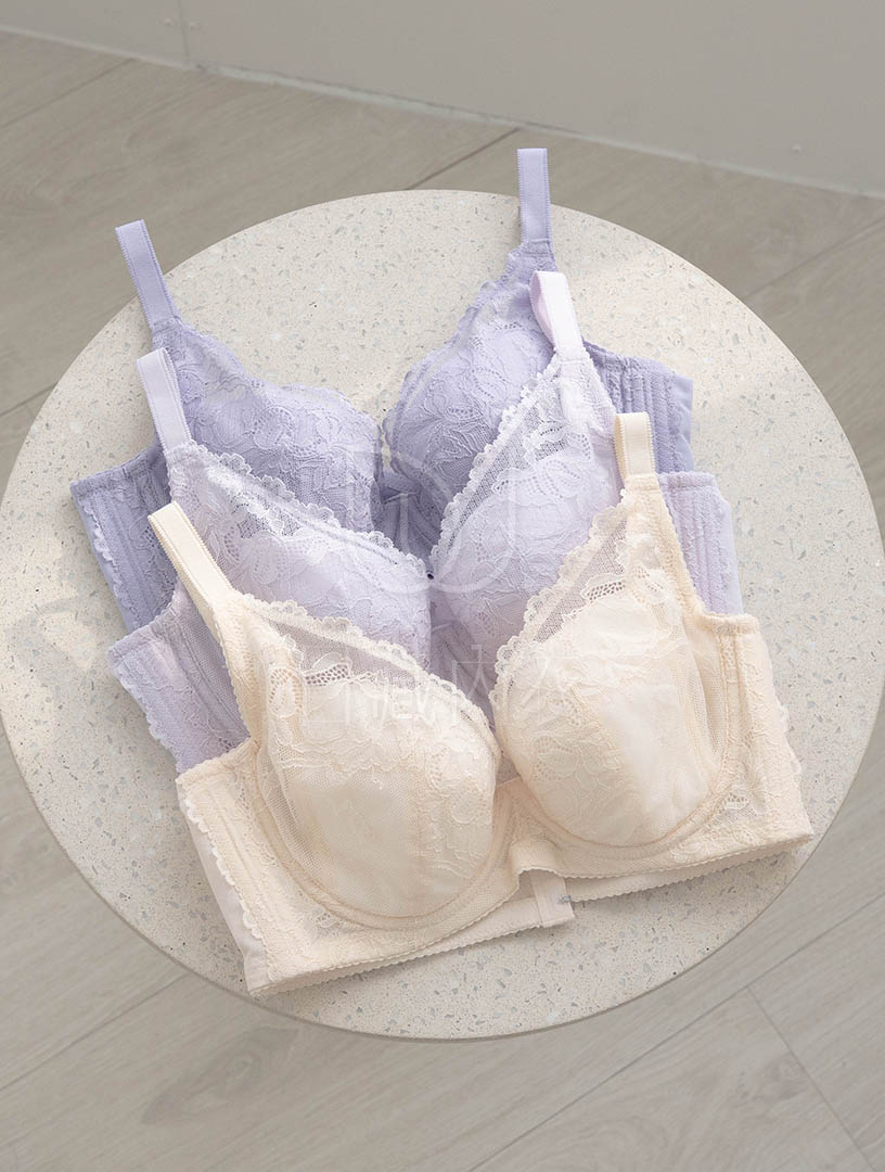 MIT 香頌午後 高脅邊 軟鋼圈內衣 B-D罩杯(淺紫)