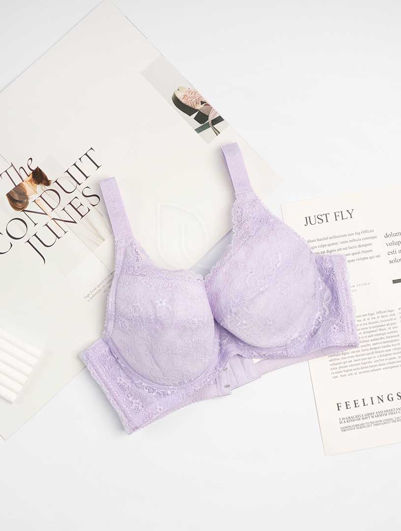 MIT暖暖花序 穩定支撐大罩杯內衣 C-G罩杯 (紫)
