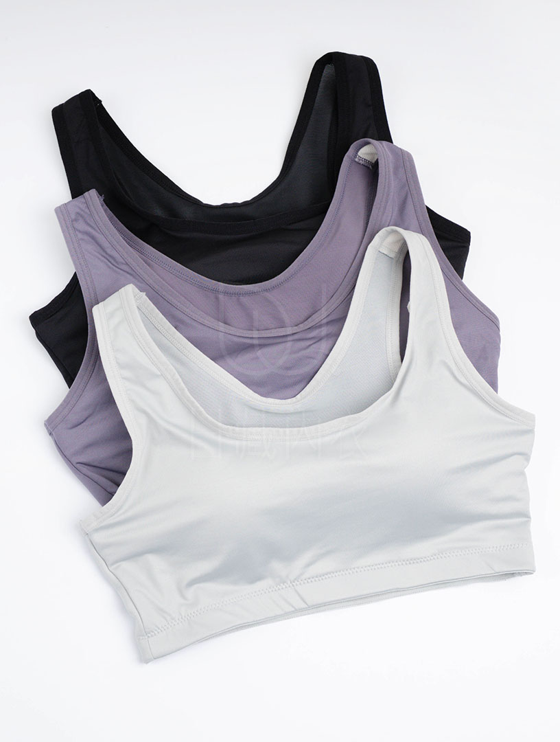 MIT 悠然淡影 輕盈涼感 無鋼圈運動內衣(淺灰)